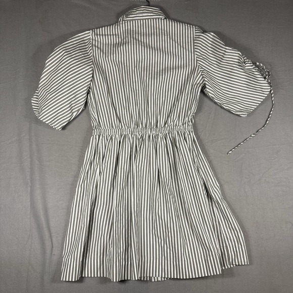 LOFT Striped Poplin Shirtdress Size 6 Tie Waist Mini Cotton - Picture 11 of 14